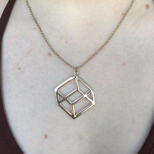 Gold cube necklace
